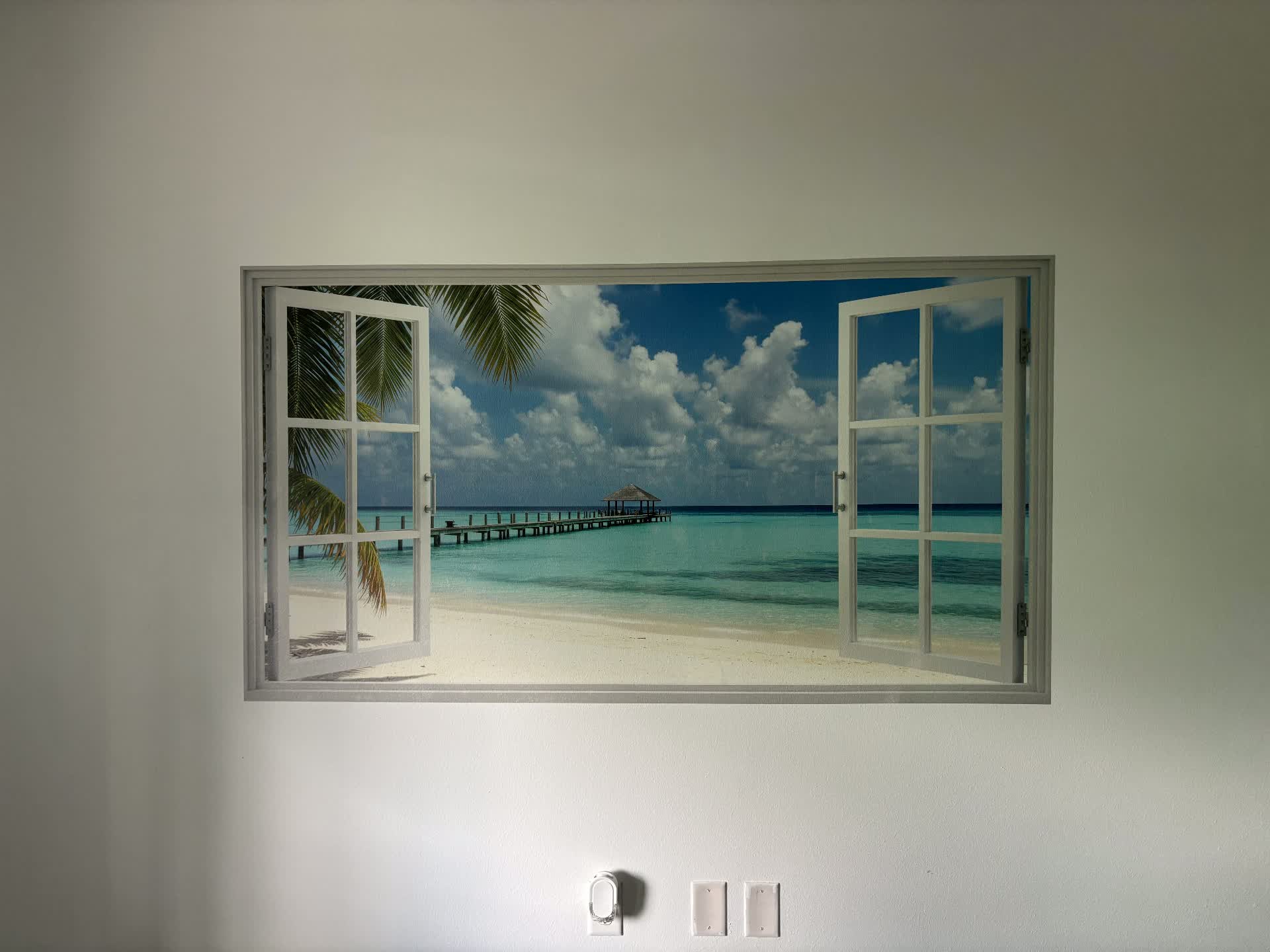 Tropical Window View — Trompe-l'œil Mural printed by DreamWall Murals