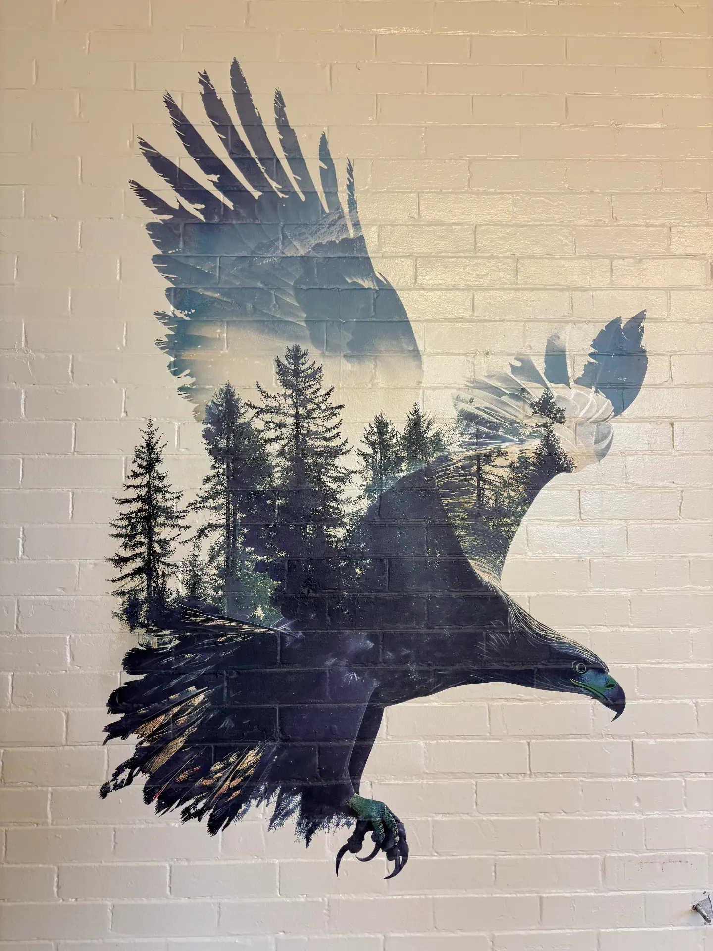 Double-Exposure Eagle — Textured Brick Mural printed by DreamWall Murals