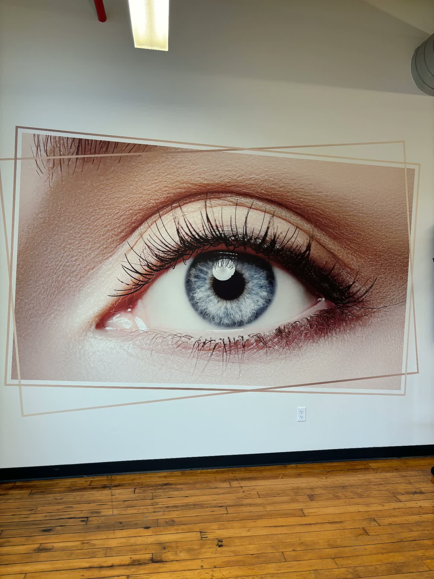 Macro eye mural printed at 1200 DPI directly onto the wall